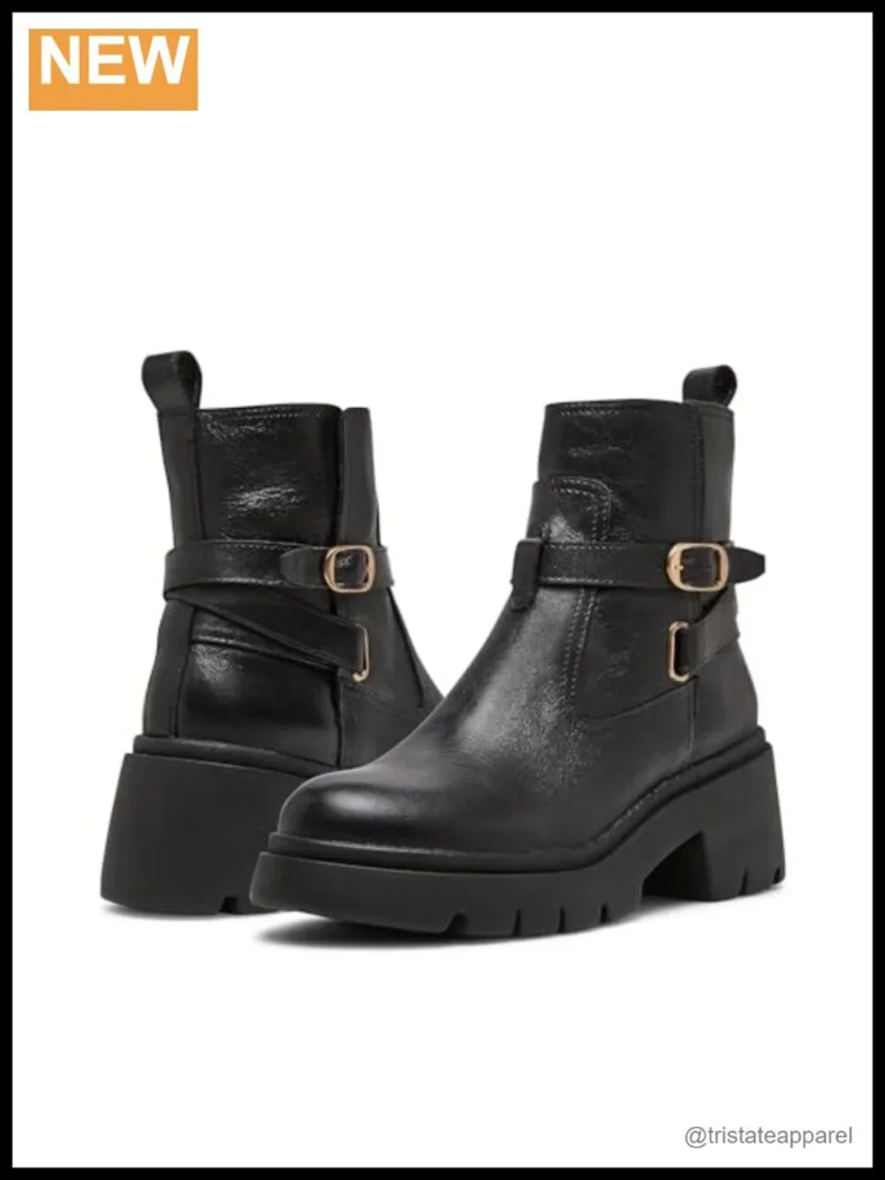 Suede Ankle Bootie Block Heel Buckle Detail Pull-On